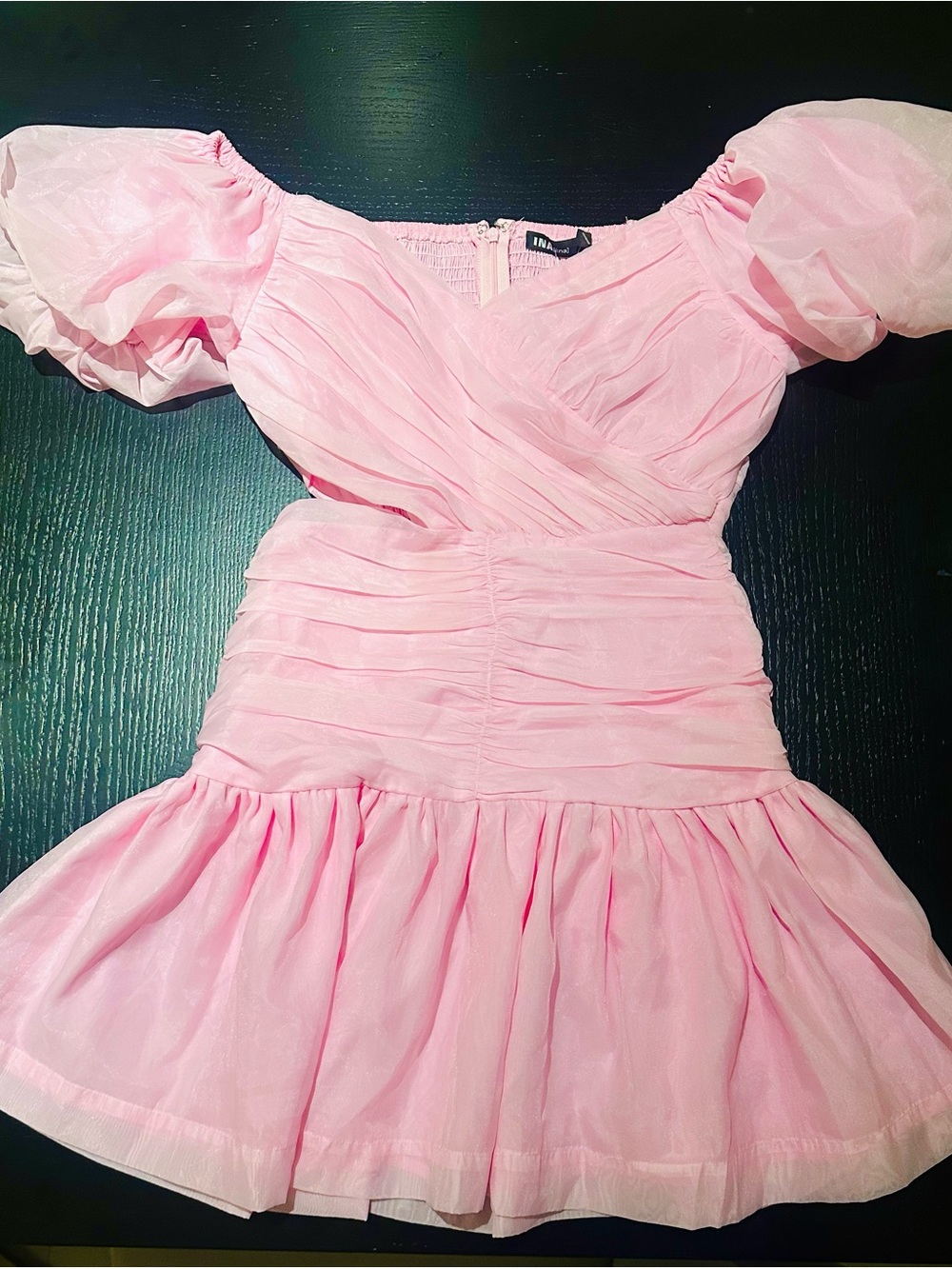 Ina Pink Puff-Sleeve Mini Dress